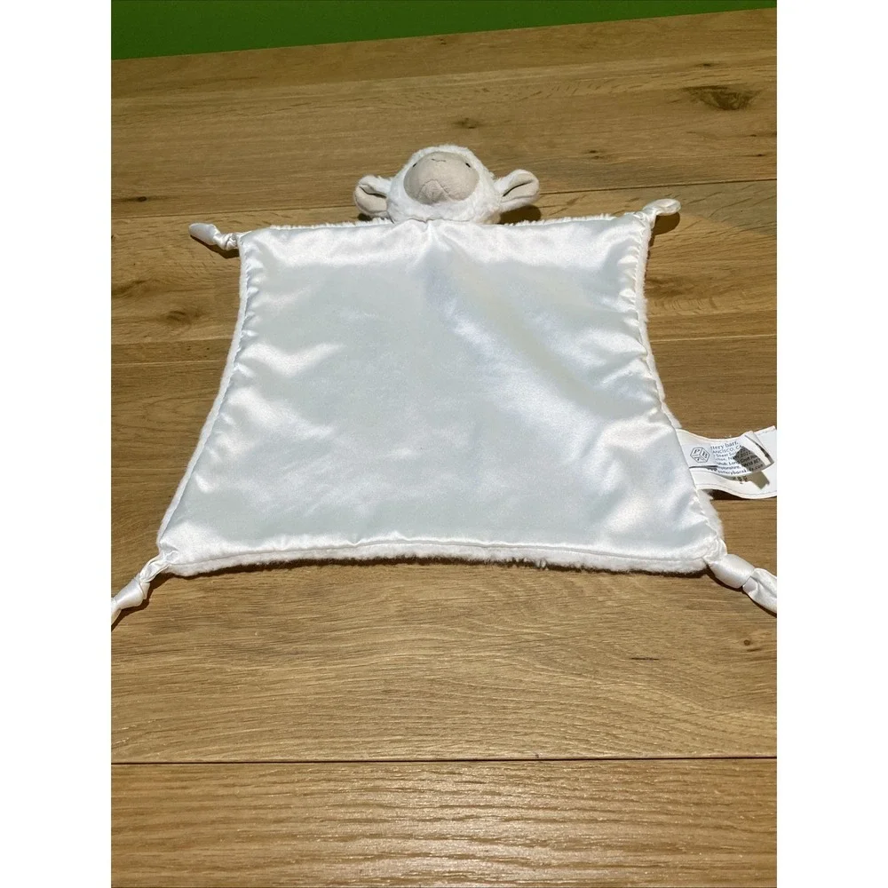 Pottery Barn Kids Lamb White‎ Knotted Lovey Security Satin Blanky - 11x11